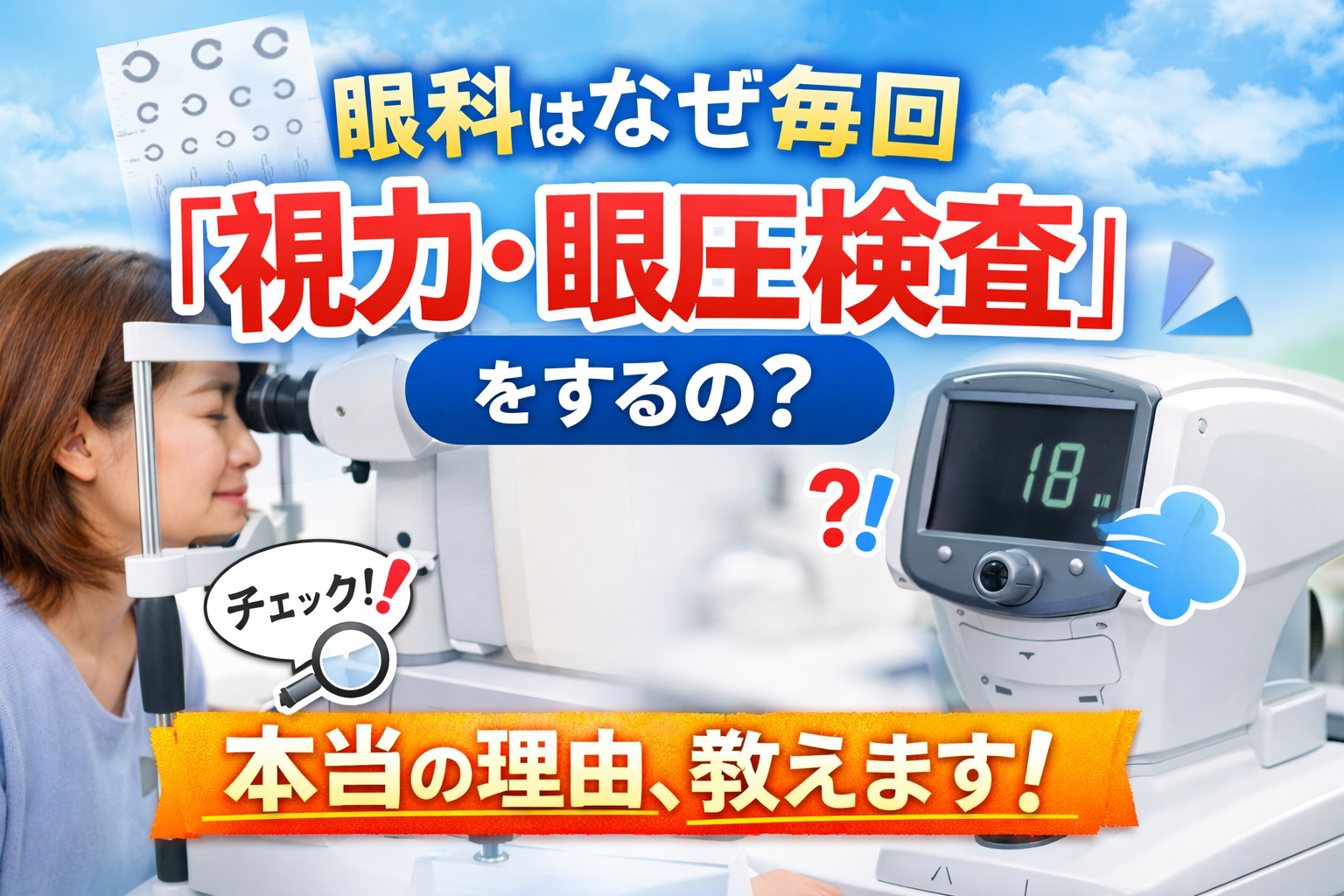 眼科はなぜ毎回「視力・眼圧検査」をするの？本当の理由、教えます！ - あおぞらクリニック眼科・形成外科